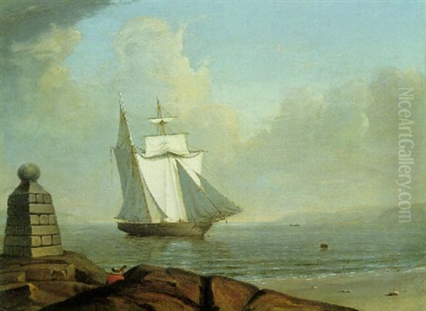 Sailing, Mount Desert Island, Maine Oil Painting by Fitz Henry Lane