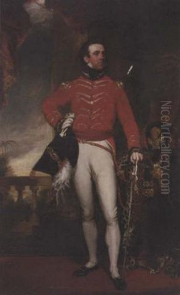 Portrait Of Major Garnham In Dress Uniform Oil Painting by Samuel Lane