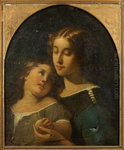 Deux Jeunes Filles Oil Painting by Francois-Louis Lanfant