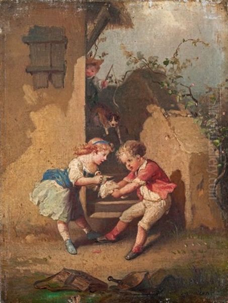 La Poupee Oil Painting by Francois-Louis Lanfant