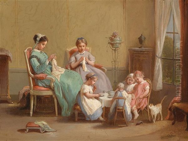 Kinderjause Oil Painting by Francois-Louis Lanfant