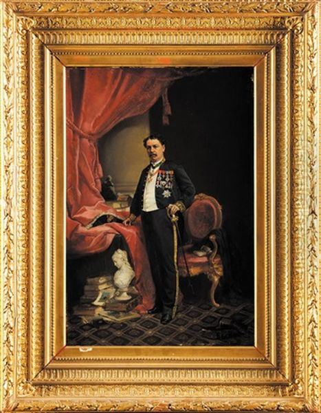 Portrait En Pied De Rene Odinet En Uniforme De Consul De Perse Au Havre Oil Painting by Francois-Louis Lanfant