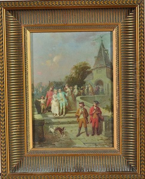 Sortie De La Messe De Mariage by Francois-Louis Lanfant