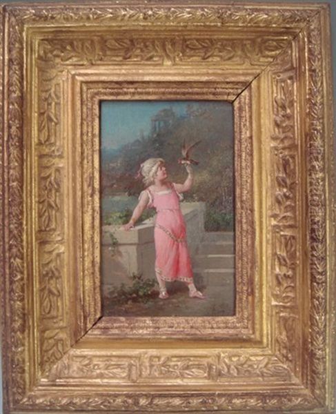 Petite Fille A L'oiseau by Francois-Louis Lanfant