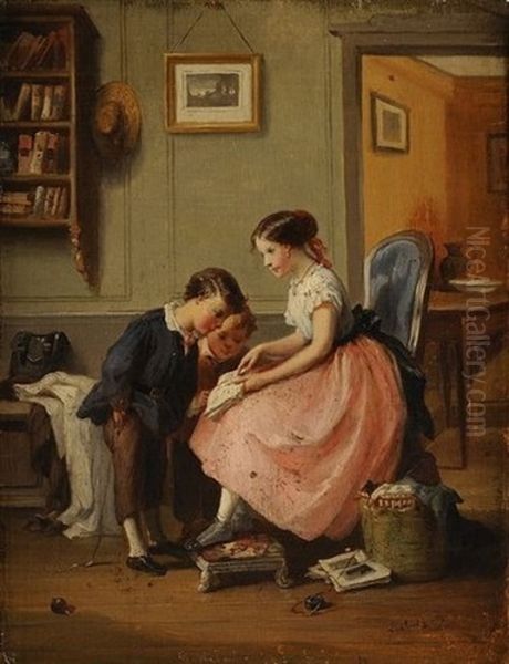 La Lecture Oil Painting by Francois-Louis Lanfant