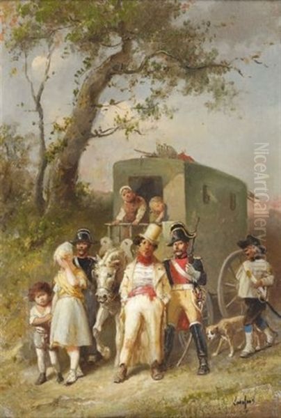 Les Saltimbanques Oil Painting by Francois-Louis Lanfant