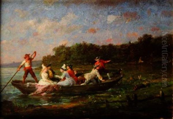 Promenade En Barque Oil Painting by Francois-Louis Lanfant