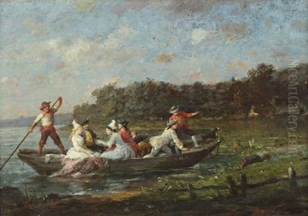 La Promenade En Barque Oil Painting by Francois-Louis Lanfant