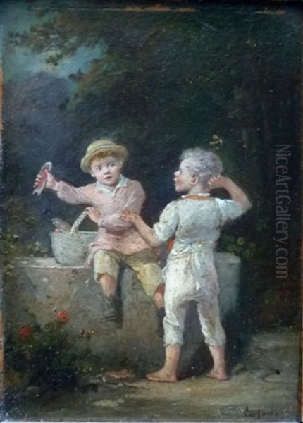 Jeunes Enfants Oil Painting by Francois-Louis Lanfant