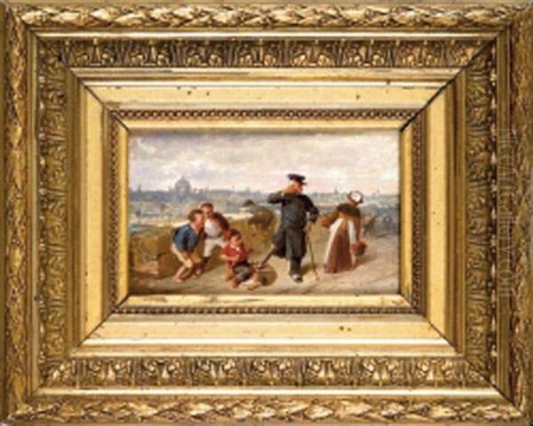 Scene De Genre Au Petit Cireur De Bottes Oil Painting by Francois-Louis Lanfant