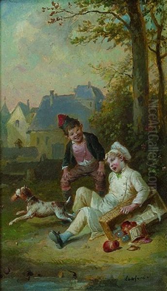 Le Chien Chapardeur Oil Painting by Francois-Louis Lanfant