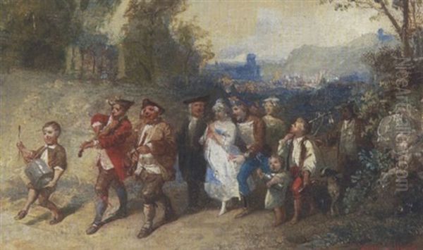 Hochzeitsgesellschaft In Einem Boot Oil Painting by Francois-Louis Lanfant