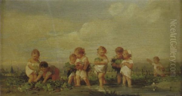 Les Petits Maraichers Oil Painting by Francois-Louis Lanfant