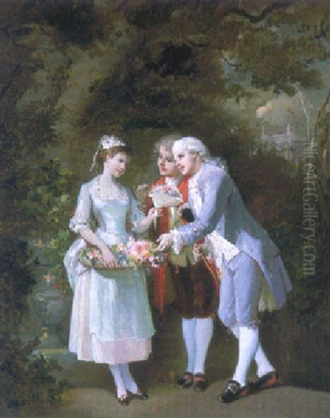 The Flower Girl Oil Painting by Francois-Louis Lanfant