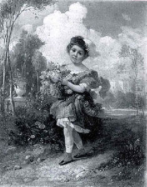 La Jeune Bouquetiere Oil Painting by Francois-Louis Lanfant