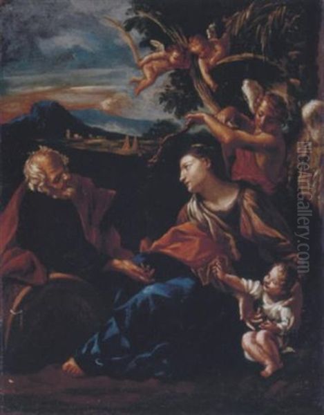 The Rest On The Flight Into Egypt Oil Painting by Giovanni Lanfranco