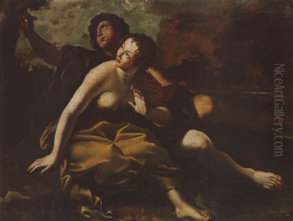 Angelica And Medora Oil Painting by Giovanni Lanfranco