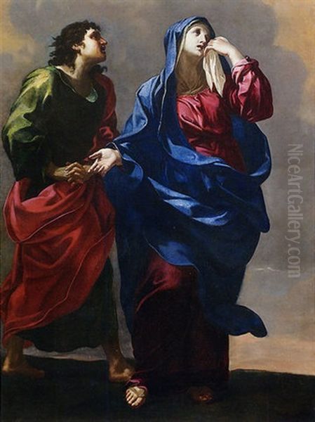 La Vergine Addolorata E San Giovanni Evangelista Oil Painting by Giovanni Lanfranco