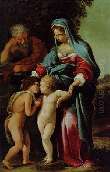 The Holy Family With The Infant Saint John The Baptist Oil Painting by Giovanni Lanfranco