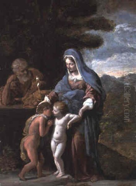 The Holy Family With The Infant St. John The Baptist Oil Painting by Giovanni Lanfranco