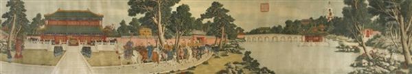 Archery Competition At Ziguangge Oil Painting by  Lang Shining (Giuseppe Castiglione)