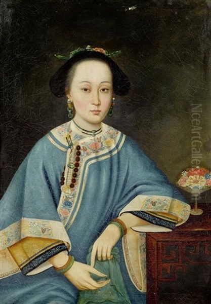 Asiatische Dame Oil Painting by  Lang Shining (Giuseppe Castiglione)