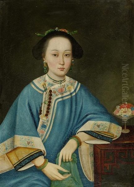 Asiatische Dame Oil Painting by  Lang Shining (Giuseppe Castiglione)