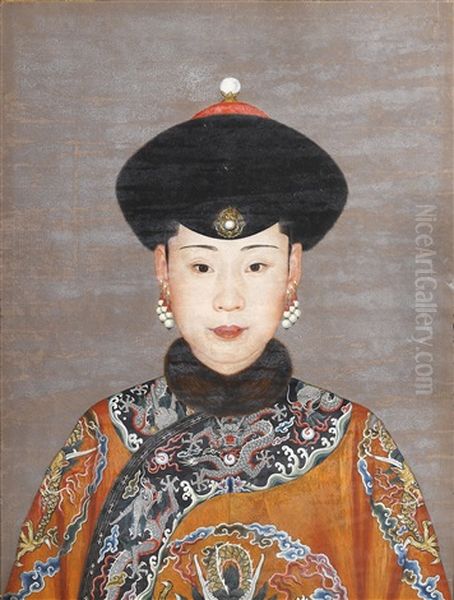 An Imperial Portrait Of Consort Chunhui Oil Painting by  Lang Shining (Giuseppe Castiglione)