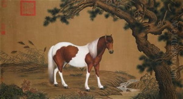 Horse Oil Painting by  Lang Shining (Giuseppe Castiglione)