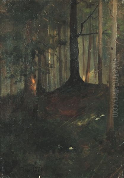 Waldinneres Oil Painting by Albert Lang