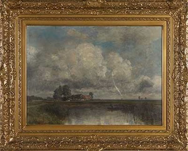 Sommerliche Landschaft Mit Teich Oil Painting by Albert Lang