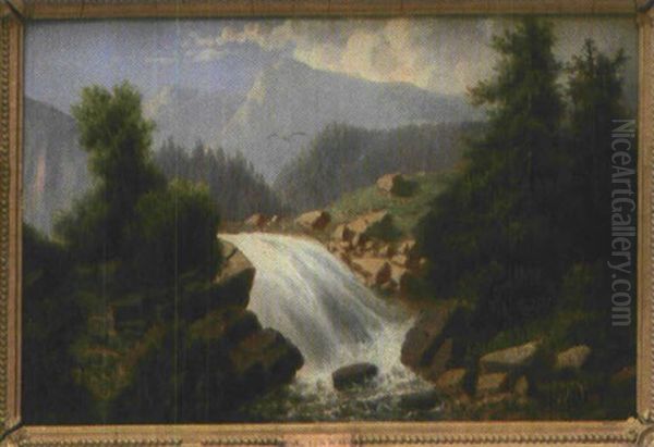 Der Prinser Fall In Der Schweiz Oil Painting by Albert Lang