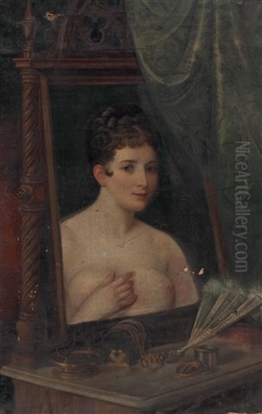 Madchen Bei Der Toilette Oil Painting by August Lang