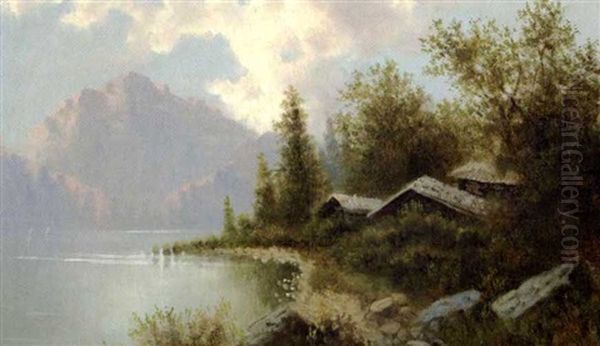 Der Chiemsee In Baiern Oil Painting by August Lang