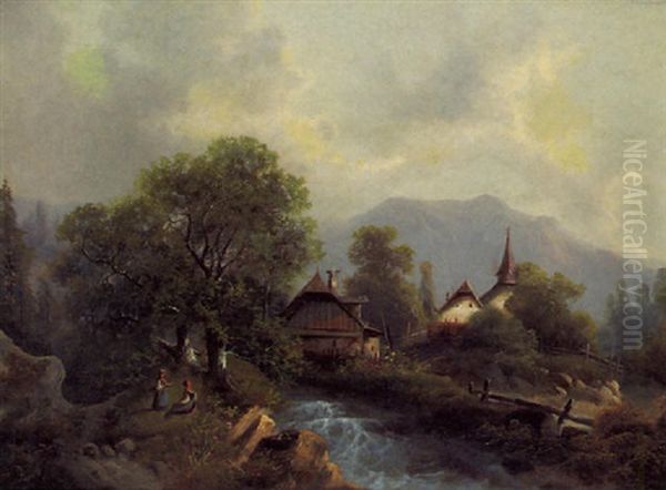 Landschaft Oil Painting by August Lang