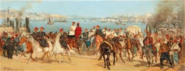 Scene In Istanbul Oil Painting by Heinrich Lang