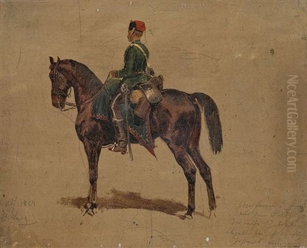 Dusseldorfer Husar Oil Painting by Heinrich Lang