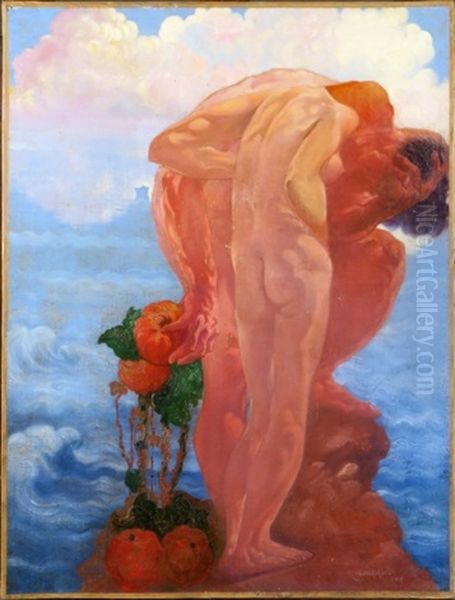 Le Baiser Oil Painting by Maurice Langaskens