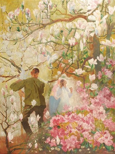 Le Magnolia Oil Painting by Maurice Langaskens