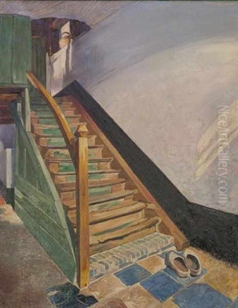 L'escalier A Hof-ten-berg Oil Painting by Maurice Langaskens