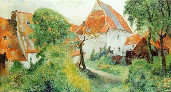 Ferme Ensoleilee Oil Painting by Maurice Langaskens