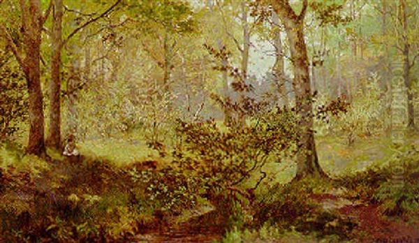 An Idyll Of Spring Near Egham, Surrey Oil Painting by Marmaduke A. Langdale