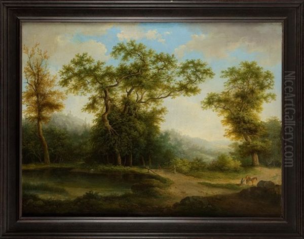 Spring Landscape With A Lake Oil Painting by Antoni Lange