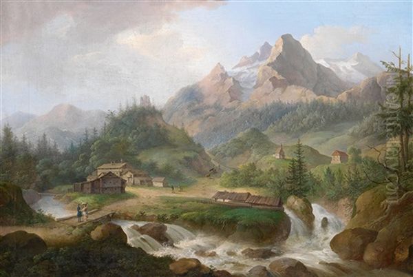 St. Wolfgang (bad Im Furcherthale Im Salzburgischen) Oil Painting by Antoni Lange