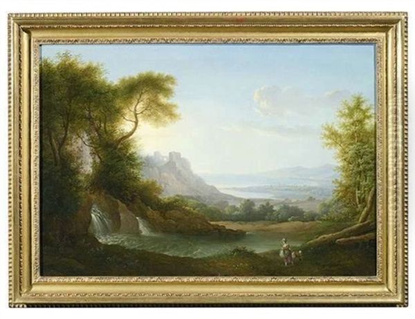 Blick Von Einer Anhohe Auf Eine Weite Sudlandische Kustenlandschaft Im Fruhen Morgenlicht Oil Painting by Antoni Lange