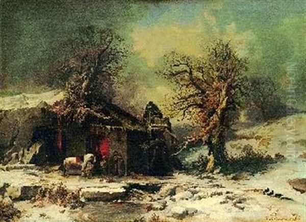 Winterliche Landschaft Oil Painting by Fritz Lange