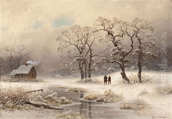 Winterlandschaft Oil Painting by Johann Gustav Lange