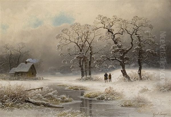 Winter's Day Oil Painting by Johann Gustav Lange