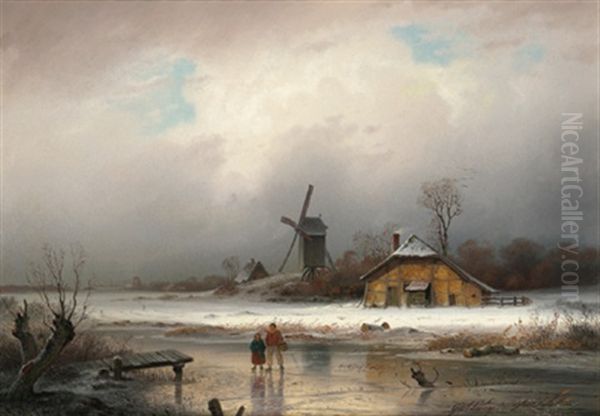 Winterlandschaft Oil Painting by Johann Gustav Lange