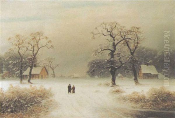 Winterlandschaft Oil Painting by Johann Gustav Lange